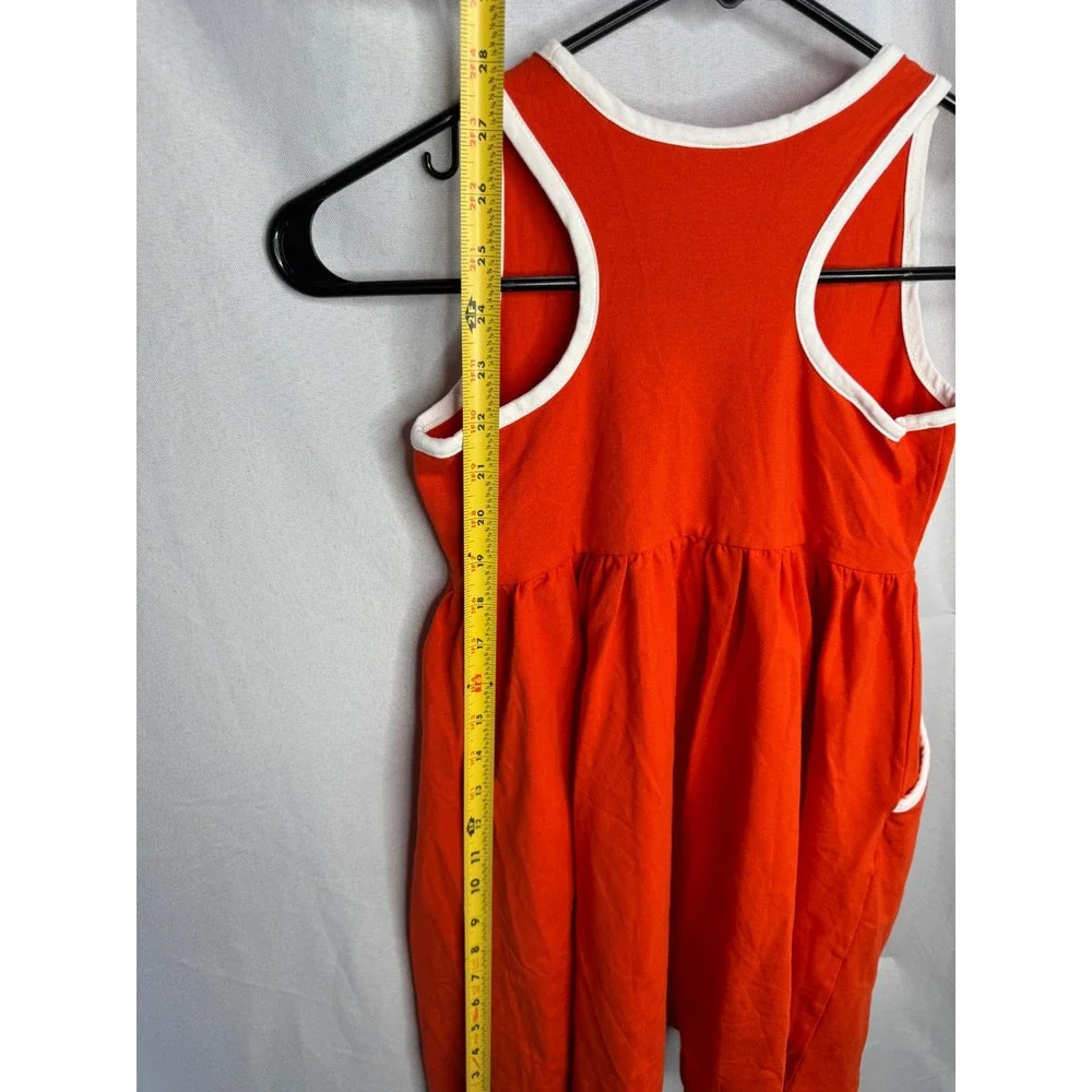 Hanna Andersson Girls Orange Racerback Pocket Dress White Trim Size 130 US 8